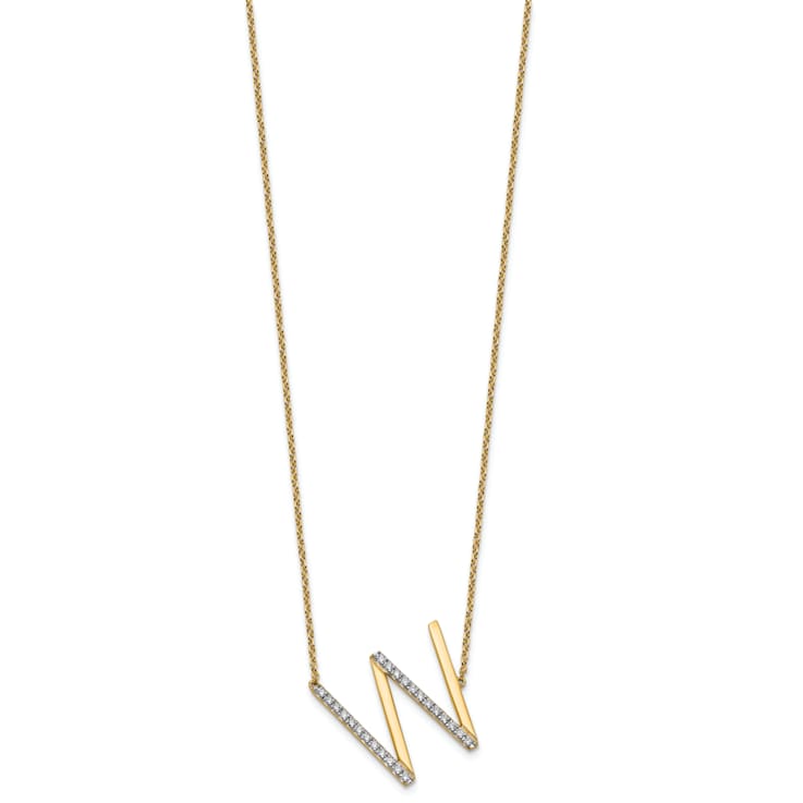14k Yellow Gold and Rhodium Over 14k Yellow Gold Sideways Diamond
Initial W Pendant 18 Inch Necklace