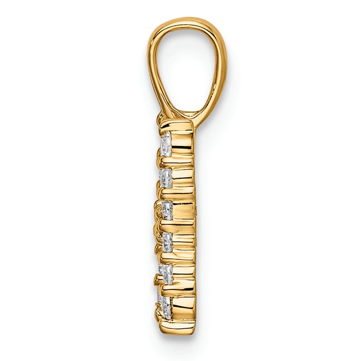 14K Yellow Gold Lab Grown Diamond Letter H Initial Pendant