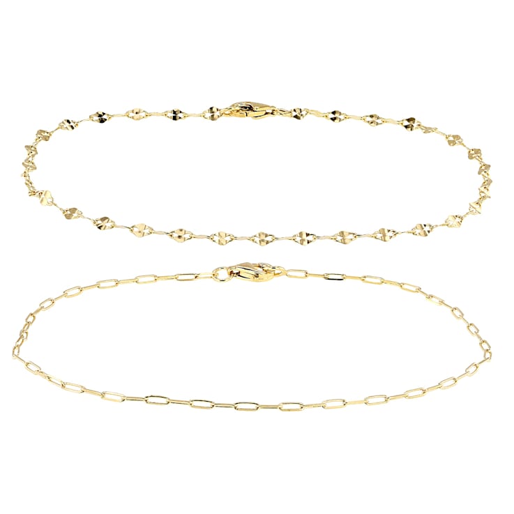 Set Of 4 Mirror And Paperclip Bracelets In Sterling Silver And 18K Gold
Over Sterling Silver