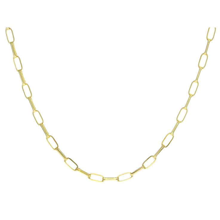 Elongated Paperclip LInk ChaIn Necklace In 18K Gold Over Sterling Silver 20"