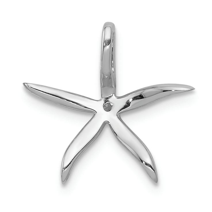 Rhodium Over 14k White Gold Diamond Starfish Chain Slide Pendant