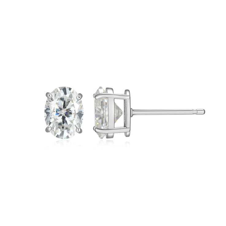 Oval Moissanite Platineve Stud Earrings 3.00ctw DEW