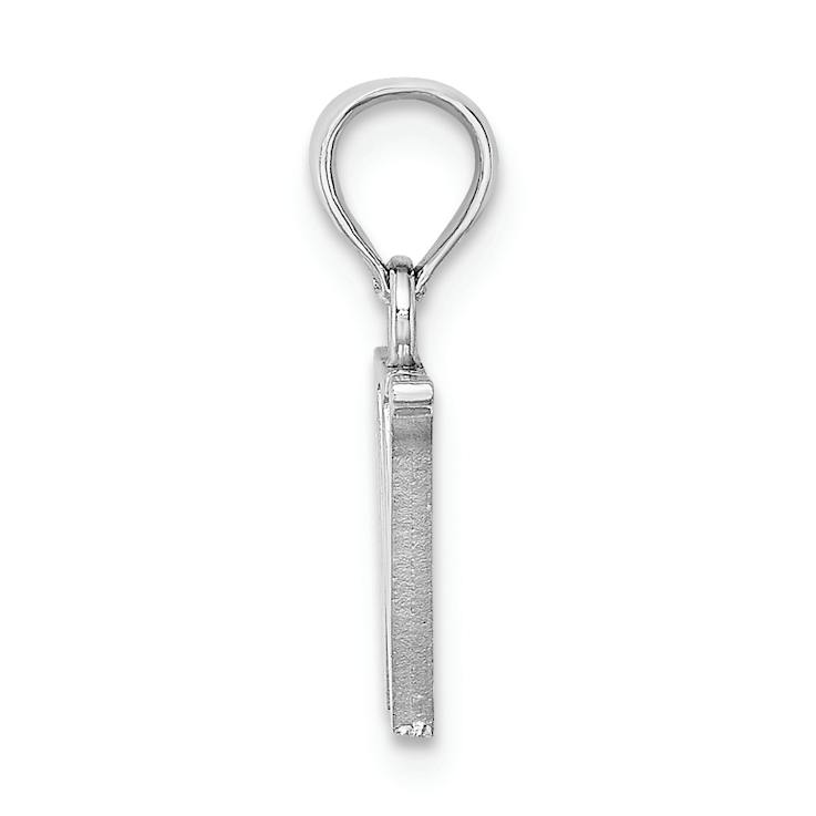 Rhodium Over 14k White Gold Polished Block Letter W Initial Pendant