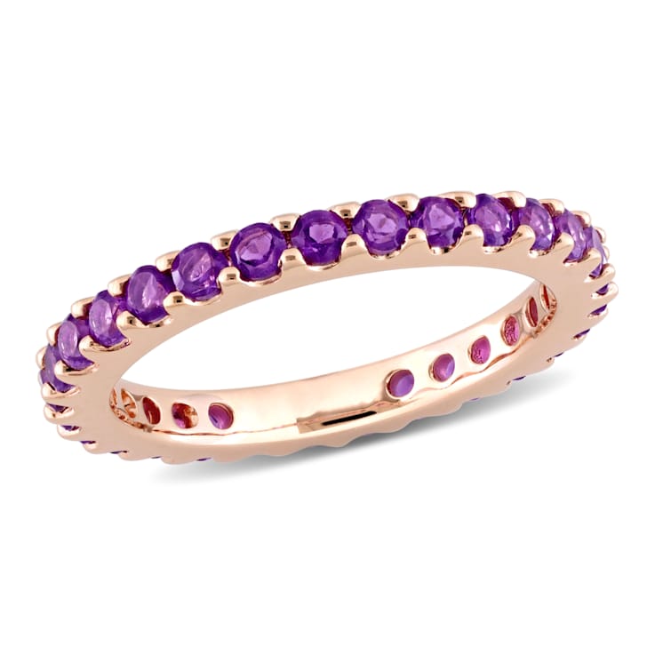 Amethyst 10K Rose Gold Eternity Ring 0.87ctw