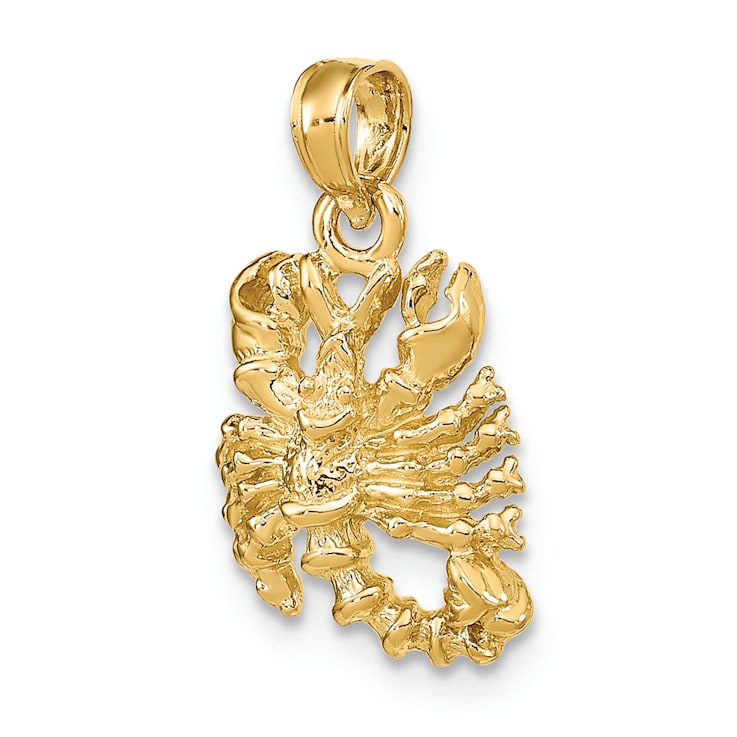 14k Yellow Gold 3D Textured Scorpio Zodiac pendant