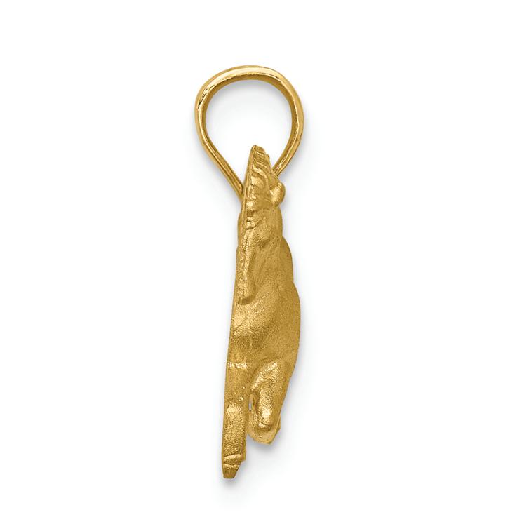 14k Yellow Gold Brushed and Diamond-Cut Horse Pendant
