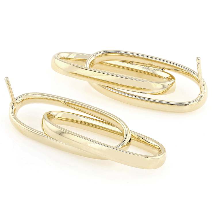 Paperclip Drop Earrings In 18K Gold Over Bronze