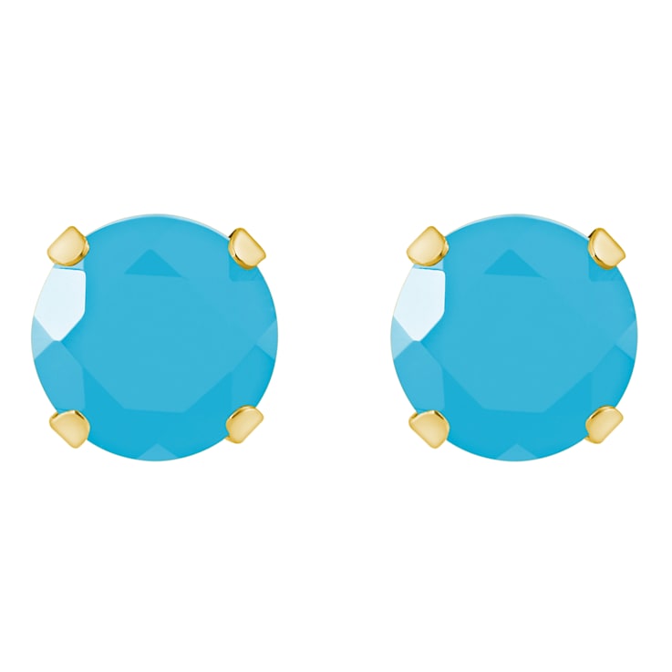 5mm Round Turquoise 10k Yellow Gold Stud Earrings