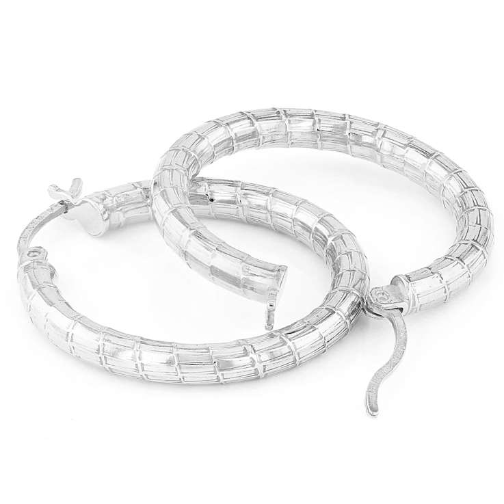 Diamond-Cut Hoop Earrings In Sterling Silver 0.8"