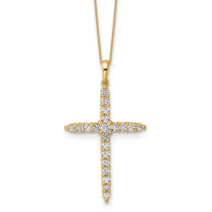 14K Yellow Gold Polished Lab Grown Diamond VS/SI GH, Cross Pendant with
Chain Necklace
