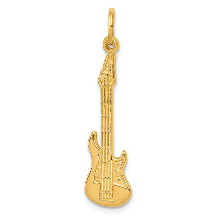 14k Yellow Gold Textured Guitar Charm