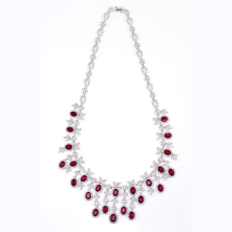 Artificial Diamonds Designer Red Diamond Necklace Set, Packaging Type: Box,  200-300 Gm at Rs 600/set in Mumbai