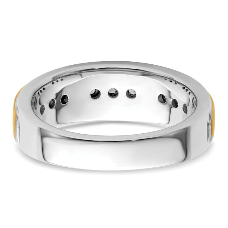 14K Two-tone Yellow and White Gold Lab Grown Diamond Men's Ring