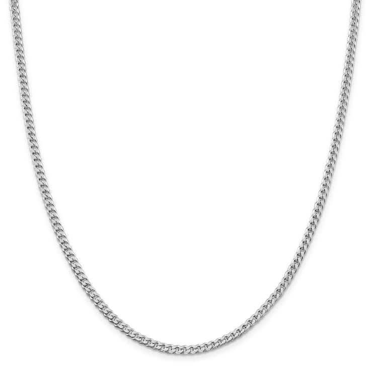 Rhodium Over Sterling Silver Polished 3.15mm Curb Chain Necklace