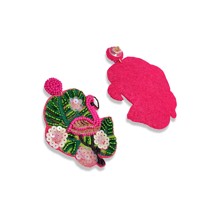 Pink/Green Left & Right Flamingo Earring