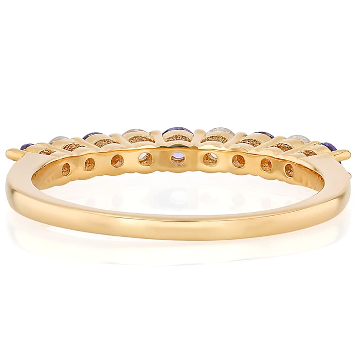 Tanzanite And Lab-Grown White Diamond Ring In 18K Gold Over Sterling
Silver 0.56ctw