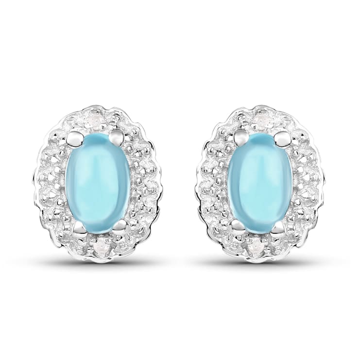 Swiss Blue Topaz & White Topaz Sterling Silver 3 Piece Jewelry Set
Ring, Earrings, Necklace