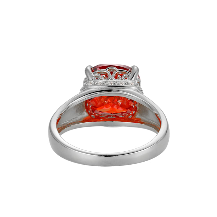 Red And White Cubic Zirconia Platinum Over Silver January Birthstone
Ring 7.23ctw