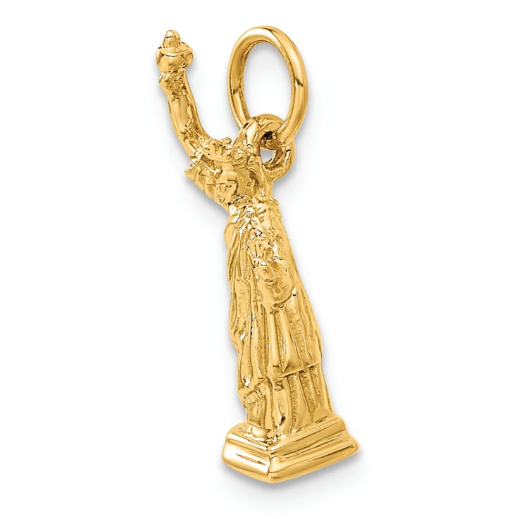 14k Yellow Gold Textured Statue Of Liberty Charm Pendant