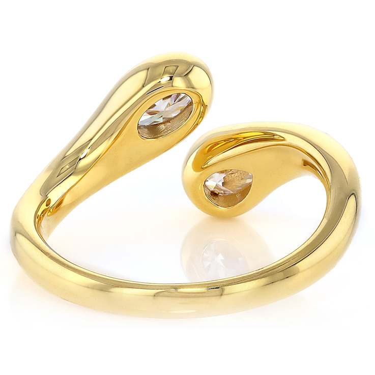 Oval And Pear Moissanite Bypass Two-Stone Ring In 14K Gold Over Sterling Silver