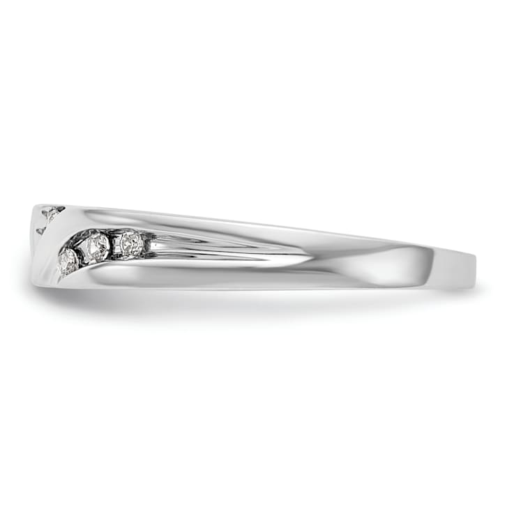 Rhodium Over 14K White Gold Diamond Trio Ladies Wedding Band 0.12ctw