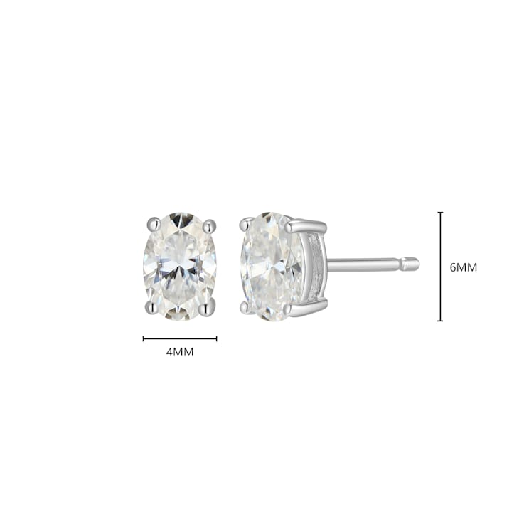 Oval Moissanite Platineve Stud Earrings 1.00ctw DEW