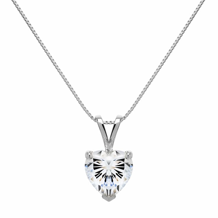 White Cubic Zirconia 14k White Gold Pendant With Chain 2.00ctw