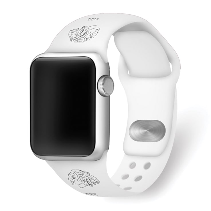Gametime Chicago Blackhawks Debossed Silicone Apple Watch Band (38/40mm
M/L). Watch not included.