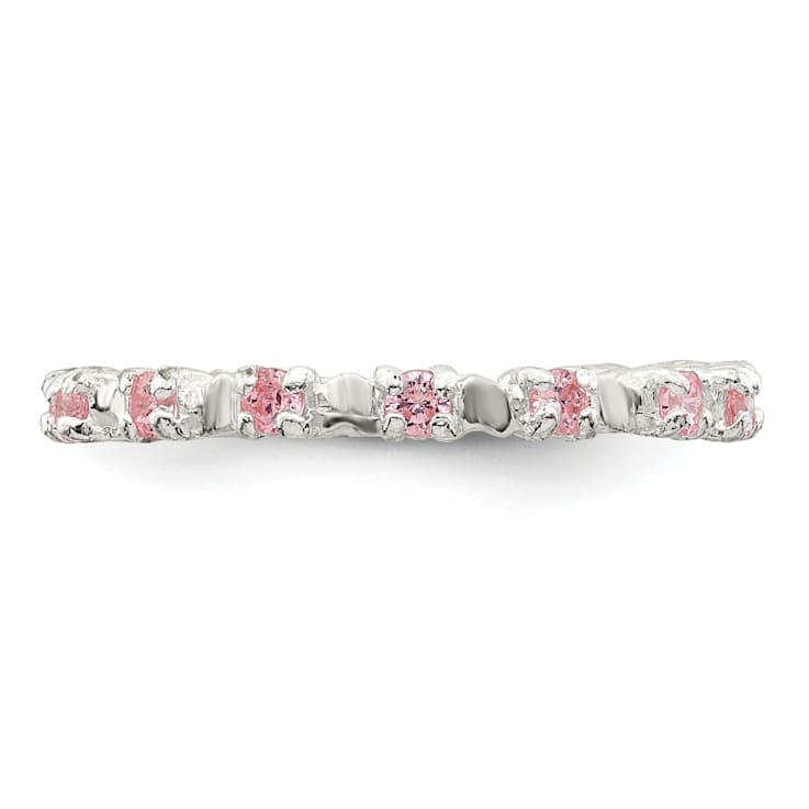Sterling Silver Polished Pink Cubic Zirconia Children's Ring