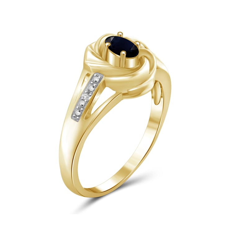 Black Sapphire 14K Gold Over Sterling Silver Ring 0.25ctw