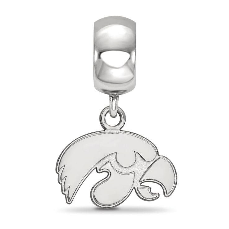 Sterling Silver Rhodium-plated LogoArt University of Iowa XS Dangle Bead