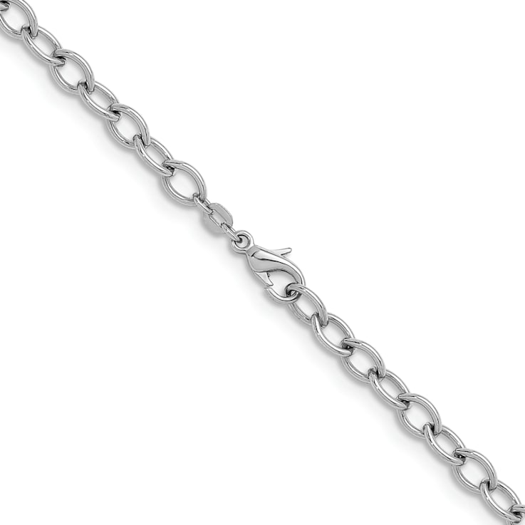 Rhodium Over Sterling Silver 6mm Oval Link 20 inch Chain