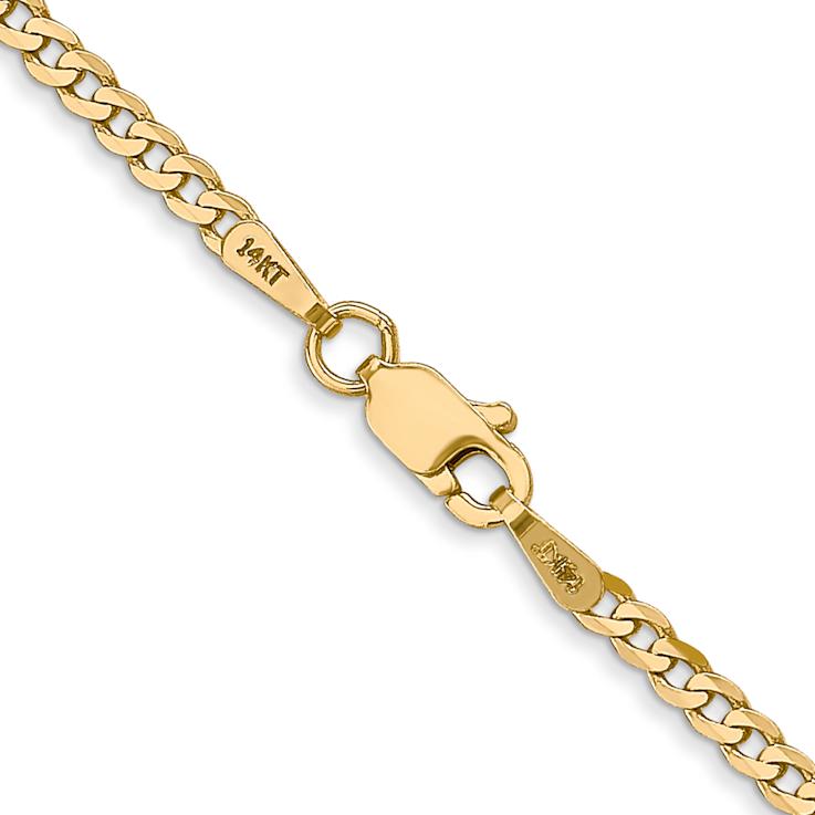 14k Yellow Gold 2.2mm Beveled Curb Chain 30"