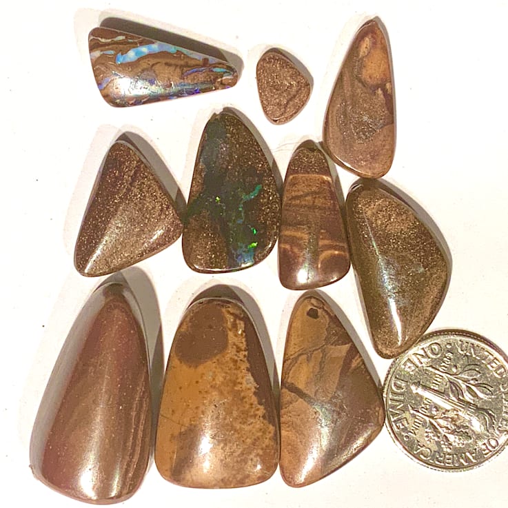 Boulder Opal Free-Form Cabochon Set of 10 124ctw