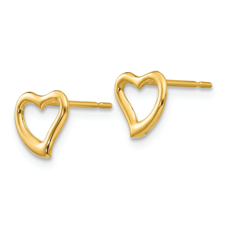 14k Yellow Gold Children's 7mm Heart Stud Earrings