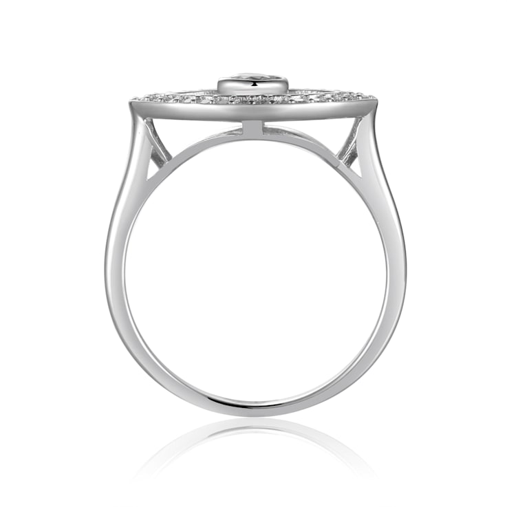 White Topaz with Moissanite Accents Rhodium Over Sterling Silver Evil
Eye Halo Ring