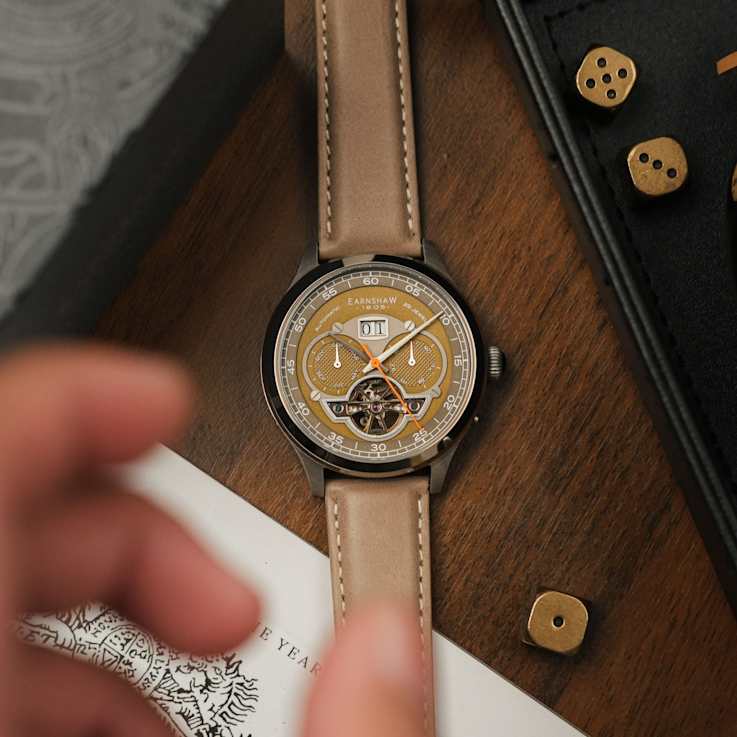 Thomas Earnshaw Baron Grand Date Calendar Open Heart Automatic