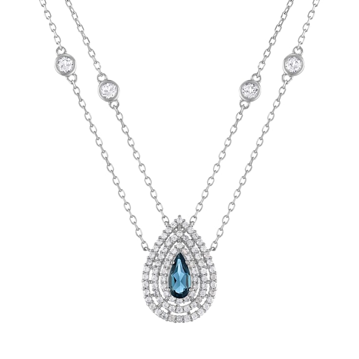 London Blue Topaz Multi-Strand Sterling Silver Pendant With Chain 1.75ctw