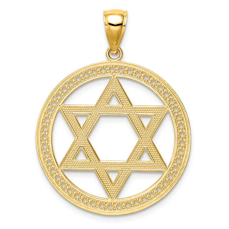 14k Yellow Gold Star of David Diamond-Cut Pendant