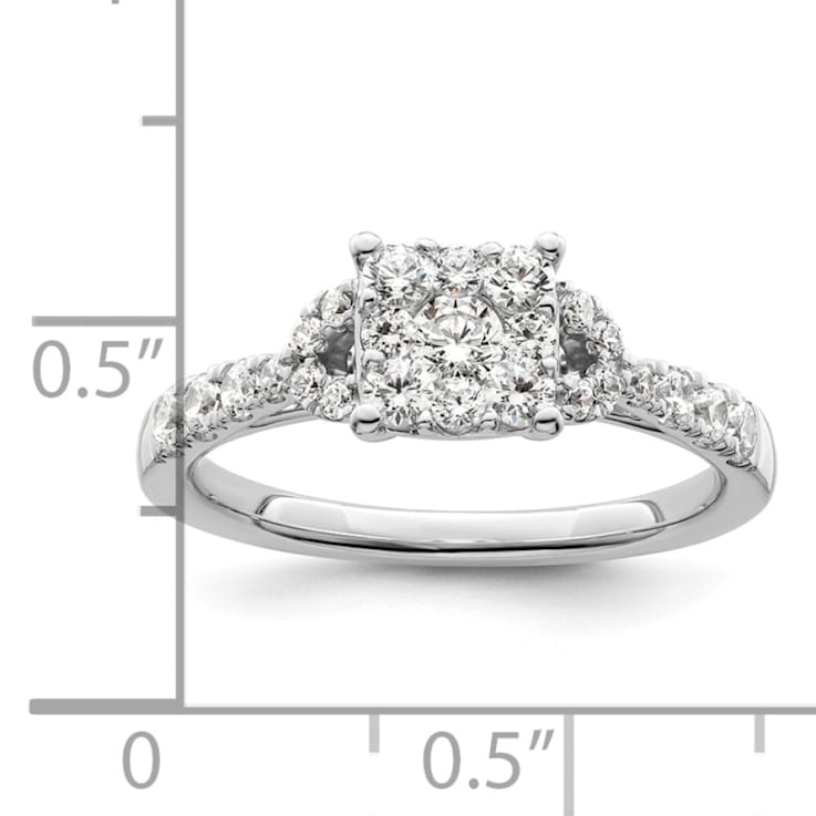 Rhodium Over 14K White Gold Lab Grown Diamond VS/SI GH, Cluster Ring 0.752ctw