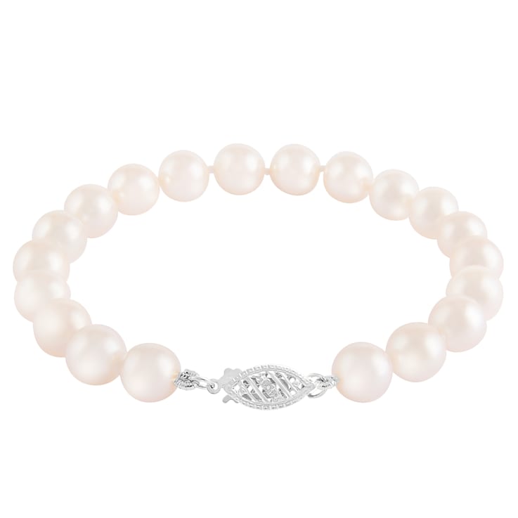 14k White gold 8-9mm Akoya Pearl bracelet