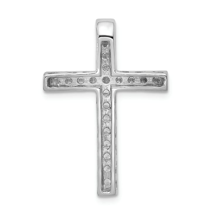 Rhodium Over 14K White Gold 3/8ct. Diamond Cross Chain Slide