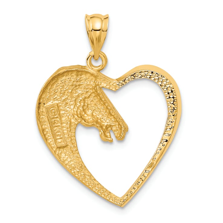 14k Yellow Gold Brushed and Diamond-Cut Horse Pendant