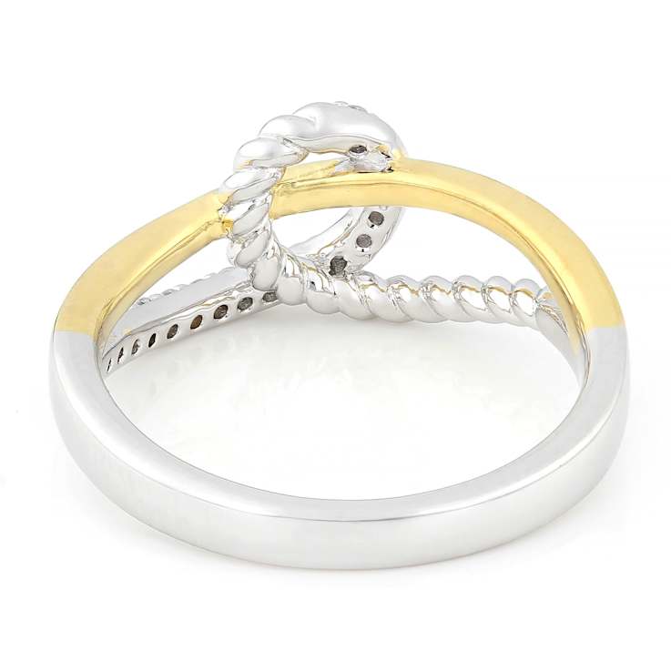 Contemporary Lab-Grown Diamond Rope-Motif Bypass Ring In Two-Tone Gold