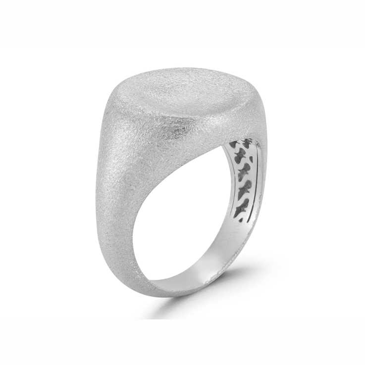 Satin Signet Ring In Sterling Silver