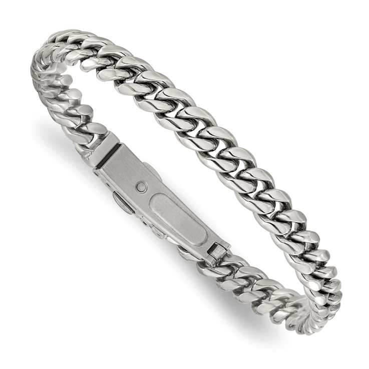 Stainless Steel 8mm Polished Curb Link Bracelet