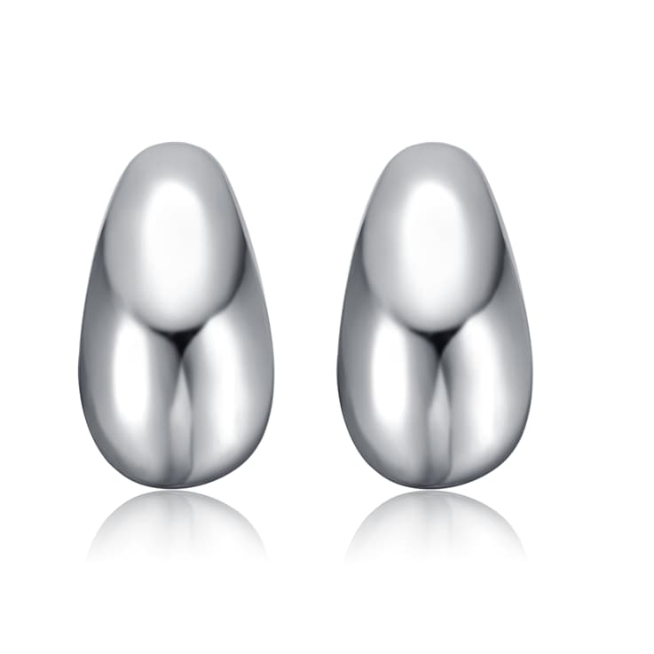 San Marco Rain Drop Cuff Earrings In Rhodium Over Brass