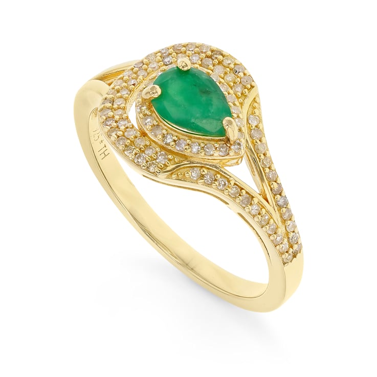Emerald and Diamond 14K Yellow Gold Over Sterling Silver Ring 1.82ctw
