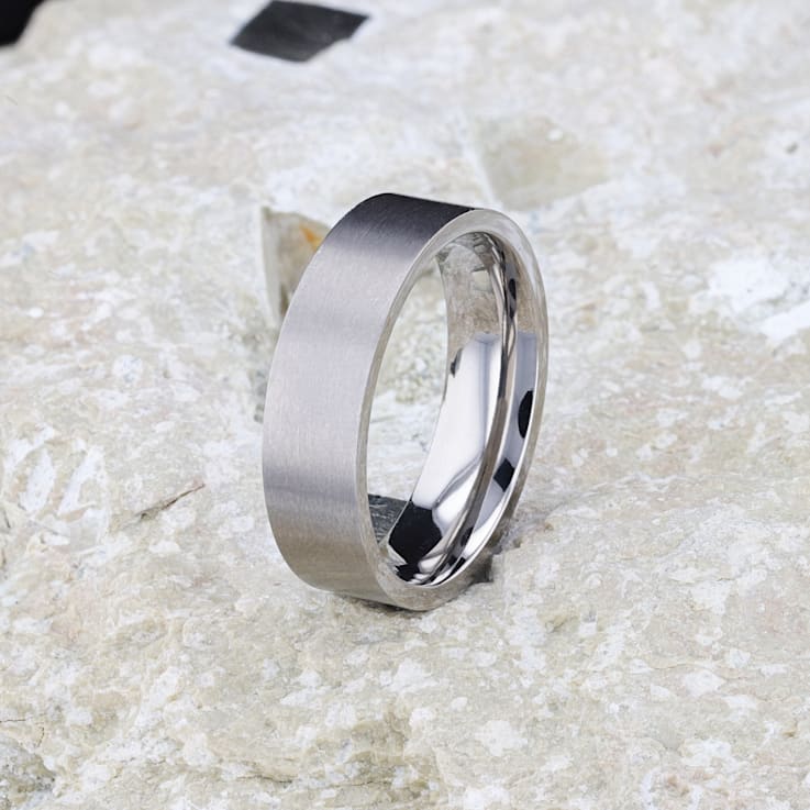 SOLAR Flat Profile Brushed Finish Men’s Titanium Wedding Band 8mm