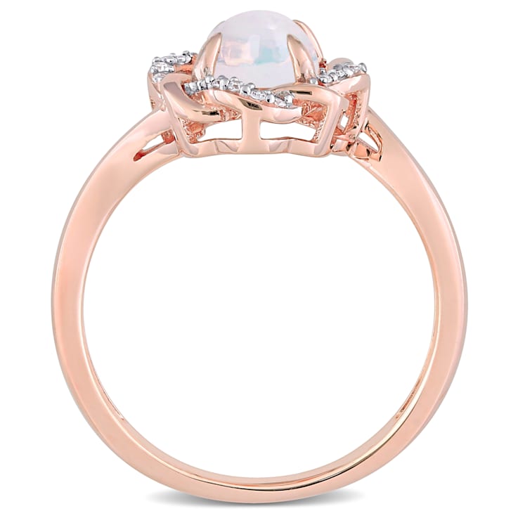 0.75ctw Ethiopian Opal and 0.10ctw Diamond 10k Rose Gold Ring